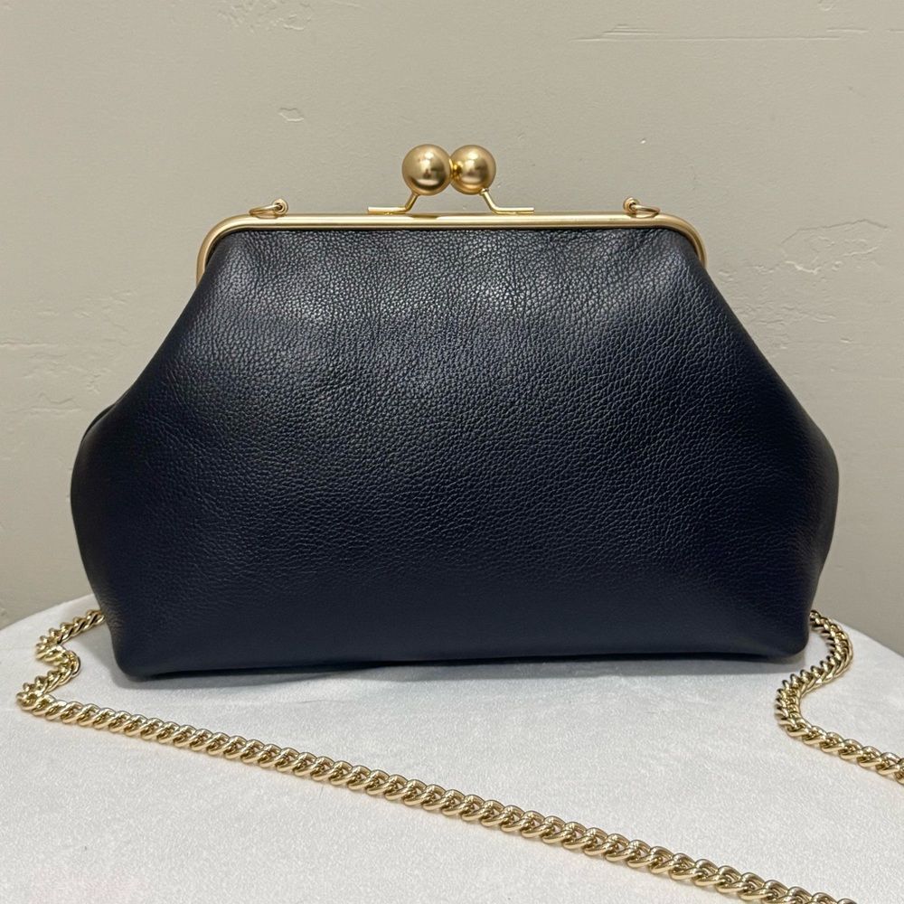 Genuine Pebble Leather Handmade Vintage Style Extra Large Kisslock Frame Bag - Picture 8 of 16